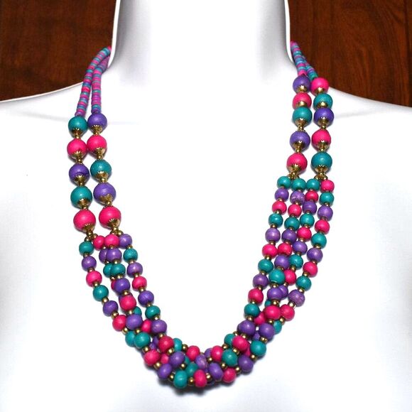 Womens Colorful Multi Layered Beaded Necklace - Picture 2 of 6
